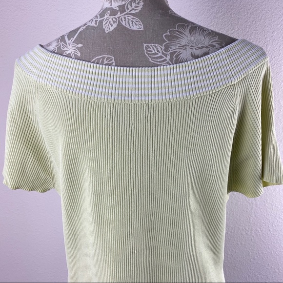 Style & Co Yellow Citrine Boatneck Top Silk XL Short Sleeve - Picture 6 of 7